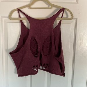 Maroon Crop Top with Skull Detail